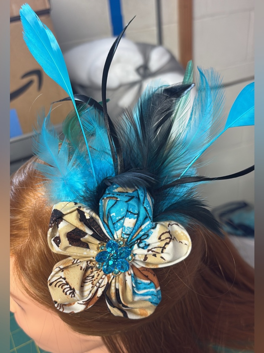 Zoo print clip on fascinator